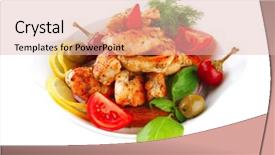  Presentation with main course - Slides having grilled chicken brisket chunks main course background and a lemonade colored foreground