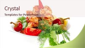  Presentation with main course - Slides enhanced with grilled chicken brisket chunks main course background and a sky blue colored foreground