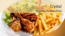  Presentation with grilled chicken - Audience pleasing slides consisting of grilled chicken drumstick french fries backdrop and a yellow colored foreground
