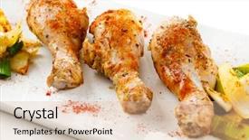  Presentation with grilled chicken - Theme with grilled chicken drumsticks and vegetables background and a lemonade colored foreground