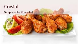  Presentation with chicken poultry farm white layer - Audience pleasing presentation design consisting of grilled chicken drumsticks and vegetables backdrop and a lemonade colored foreground