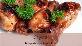  Presentation with grilled chicken - Slides enhanced with grilled chicken drumsticks glazed with a chinese-style marinade background and a red colored foreground