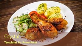  Presentation with grilled chicken - Slide deck with grilled-chicken-drumsticks-with-boiled background and a tawny brown colored foreground