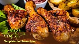  Presentation with hydroponics vegetables hydroponic vegetable - PPT layouts consisting of grilled-chicken-drumsticks-with-vegetables background and a tawny brown colored foreground
