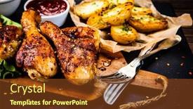  Presentation with grilled chicken - Slides having grilled chicken drumsticks with vegetables background and a tawny brown colored foreground