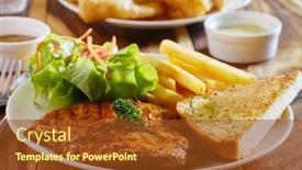  Presentation with grilled chicken - Cool new PPT theme with grilled-chicken-filet-with-french backdrop and a tawny brown colored foreground