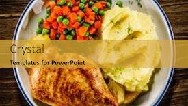  Presentation with grilled chicken - Theme featuring grilled-chicken-fillet-and-vegetables background and a gold colored foreground