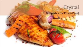  Presentation with grilled chicken - Theme with grilled chicken fillet and vegetables background and a yellow colored foreground