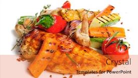  Presentation with grilled chicken - Theme having grilled chicken fillet and vegetables background and a gold colored foreground