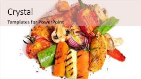  Presentation with hydroponics vegetables hydroponic vegetable - Colorful PPT theme enhanced with grilled chicken fillet and vegetables backdrop and a lemonade colored foreground