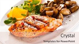  Presentation with hydroponics vegetables hydroponic vegetable - Cool new PPT theme with grilled chicken fillet and vegetables backdrop and a lemonade colored foreground