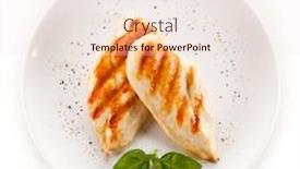  Presentation with grilled chicken - PPT theme featuring grilled chicken fillet and vegetables background and a lemonade colored foreground