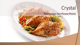  Presentation with hydroponics vegetables hydroponic vegetable - PPT theme consisting of grilled chicken fillet and vegetables background and a  colored foreground