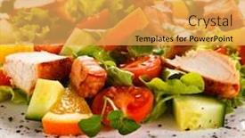 Presentation with grilled chicken - Presentation theme with grilled-chicken-fillet-with-vegetables background and a yellow colored foreground