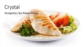  Presentation with grilled chicken - Beautiful theme featuring grilled chicken fillets and vegetables backdrop and a white colored foreground