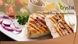  Presentation with hydroponics vegetables hydroponic vegetable - Colorful theme enhanced with grilled chicken fillets and vegetables backdrop and a coral colored foreground