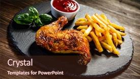  Presentation with grilled chicken - Colorful slide deck enhanced with grilled chicken leg with french backdrop and a wine colored foreground