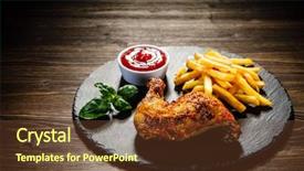  Presentation with french fries - PPT theme consisting of grilled chicken leg with french background and a tawny brown colored foreground