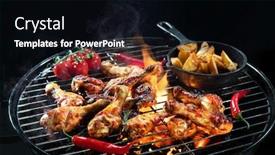 Presentation with grill - PPT theme consisting of grilled-chicken-legs-or-drumsticks background and a black colored foreground