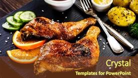  Presentation with grilled chicken - Presentation featuring grilled chicken legs with boiled background and a  colored foreground