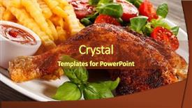  Presentation with grilled chicken - Cool new PPT theme with grilled chicken legs with chips backdrop and a tawny brown colored foreground