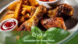  Presentation with leafy vegetables farm to table - Amazing theme having grilled chicken legs with french backdrop and a  colored foreground