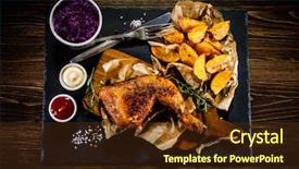  Presentation with grilled chicken - PPT theme having grilled chicken legs with french background and a tawny brown colored foreground