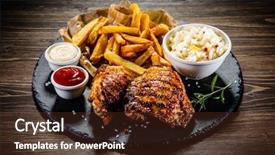  Presentation with chicken little chicks - PPT theme enhanced with grilled chicken legs with french background and a tawny brown colored foreground