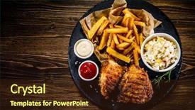  Presentation with feed chicken - Colorful theme enhanced with grilled chicken legs with french backdrop and a  colored foreground