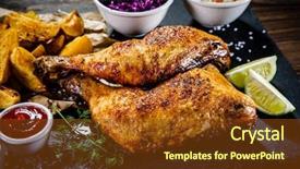  Presentation with grilled chicken - Audience pleasing presentation design consisting of grilled chicken legs with french backdrop and a tawny brown colored foreground