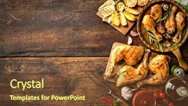  Presentation with hydroponics vegetables hydroponic vegetable - PPT layouts having grilled chicken legs with vegetables background and a tawny brown colored foreground