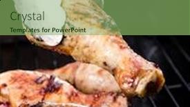  Presentation with grill - Audience pleasing slide deck consisting of grilled chicken legs on the grill backdrop and a seafoam green colored foreground