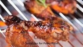  Presentation with grill - Slide deck with grilled chicken legs on the garden grill barbeque background and a red colored foreground