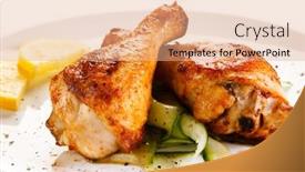  Presentation with grilled chicken - Audience pleasing PPT theme consisting of grilled-chicken-legs backdrop and a coral colored foreground