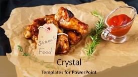  Presentation with grilled chicken - Presentation featuring grilled chicken legs background and a yellow colored foreground