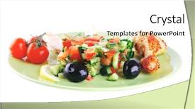  Presentation with grilled chicken - Colorful presentation theme enhanced with grilled chicken meat drumstick served green over white backdrop and a white colored foreground