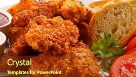  Presentation with grilled chicken - PPT theme featuring grilled chicken nuggets and vegetables background and a  colored foreground