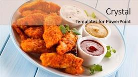  Presentation with grilled chicken - PPT layouts enhanced with grilled chicken nuggets and vegetables background and a coral colored foreground