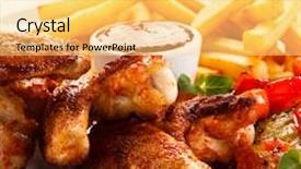  Presentation with grilled chicken - Presentation theme enhanced with grilled chicken nuggets and vegetables background and a yellow colored foreground