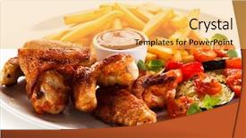  Presentation with nuggets - Beautiful slides featuring grilled chicken nuggets and vegetables backdrop and a yellow colored foreground