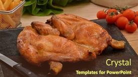  Presentation with grill - Theme consisting of grilled chicken on hot grill stone background and a tawny brown colored foreground