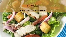  Presentation with grilled chicken - PPT layouts with grilled chicken salad background and a gold colored foreground