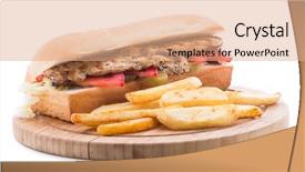  Presentation with grilled chicken - PPT theme enhanced with grilled chicken sandwich with french background and a coral colored foreground