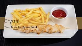  Presentation with fried chicken - Slide set featuring grilled-chicken-shashlik-meat background and a yellow colored foreground