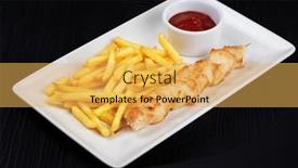  Presentation with fried chicken - Presentation design enhanced with grilled-chicken-shashlik-meat background and a yellow colored foreground