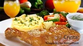  Presentation with chicken little chicks - Presentation theme consisting of grilled chicken thigh with garnishes background and a  colored foreground