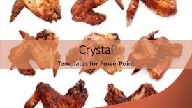  Presentation with grilled chicken - Colorful PPT theme enhanced with grilled chicken wing chicken wings backdrop and a coral colored foreground
