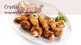  Presentation with grilled chicken - Beautiful PPT layouts featuring grilled chicken wings and vegetables backdrop and a lemonade colored foreground