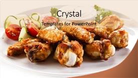  Presentation with grilled chicken - Colorful PPT theme enhanced with grilled chicken wings and vegetables backdrop and a coral colored foreground