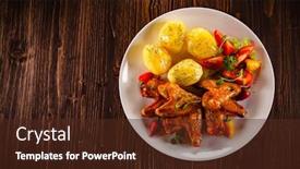  Presentation with grilled chicken - PPT theme having grilled chicken wings and vegetables background and a tawny brown colored foreground